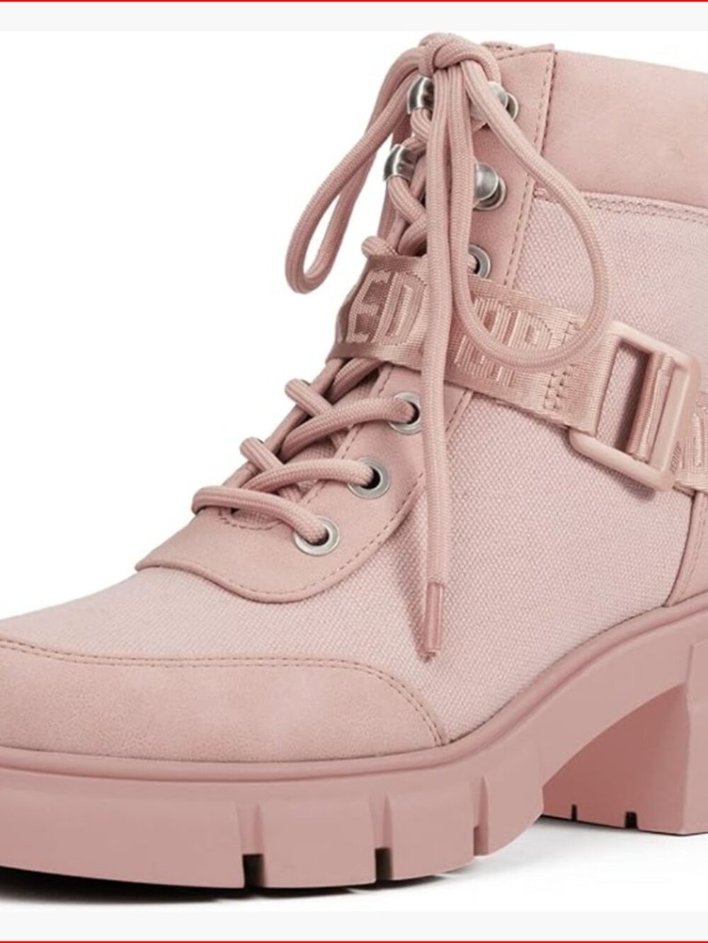 Women's Combat Boots Chunky Lug Sole Ankle Boots Lace Up Buckle Casual Shoes